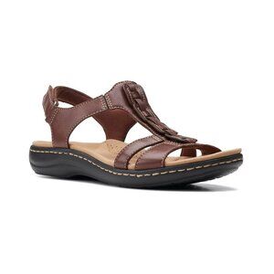 Clarks Womens Laurieann Kay T-Strap Slingback Sandals Brown 8 W MSRP $95